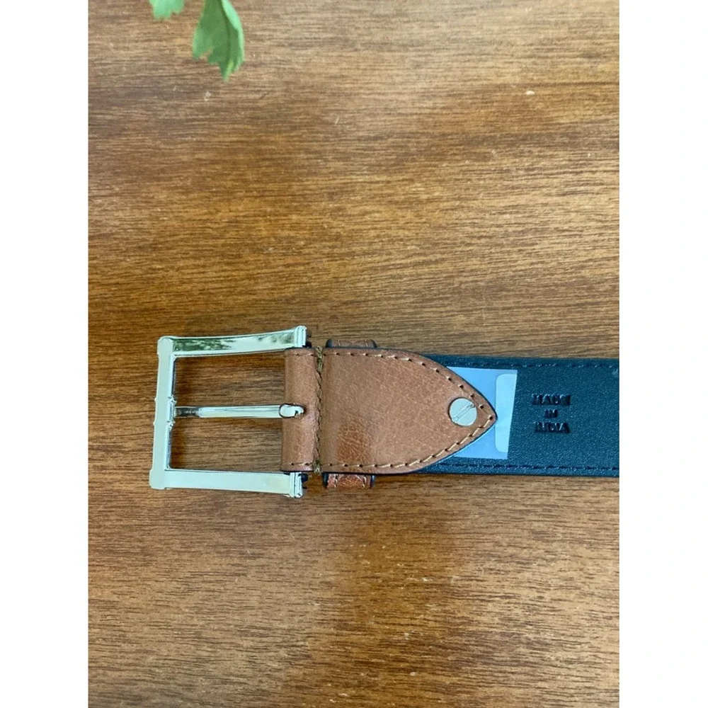 Stacy Adams Men's S 44 Tan Leather Webster Diamond‎ Embossed Belt Silver Buckle